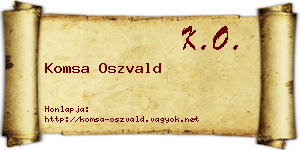 Komsa Oszvald névjegykártya